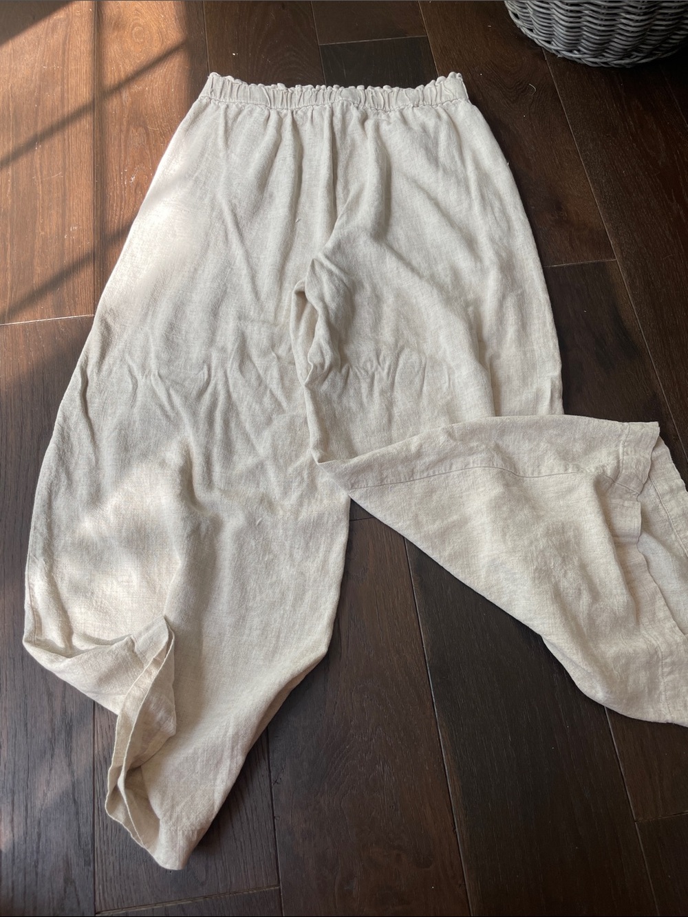 LOFT Wide-Leg Linen-Blend Pants - Cream - Picture 3 of 3